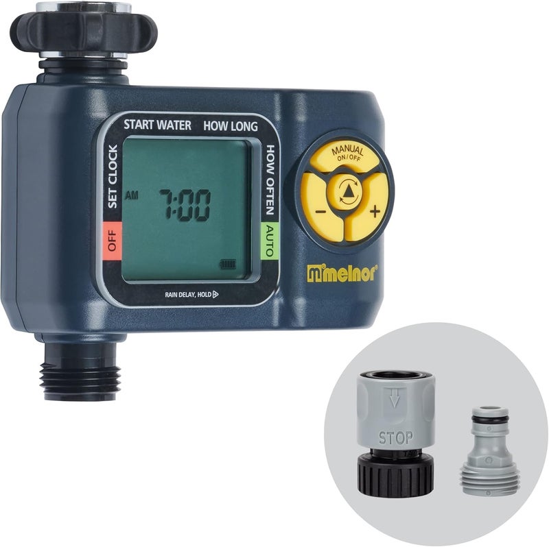 Melnor 65138AMZ AquaTimer Digital Hose Timer, 1-Zone Timer, QuickConnect Bundle, Black, Yellow - Image 1